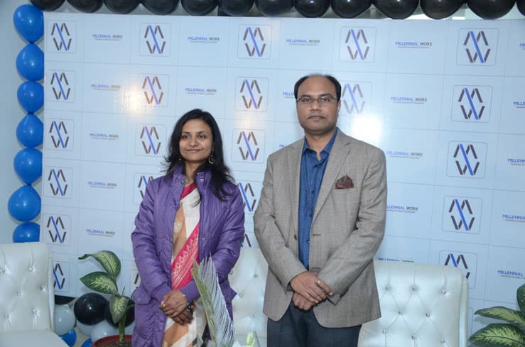 Millennial Worx founders at the launch of the Lucknow space